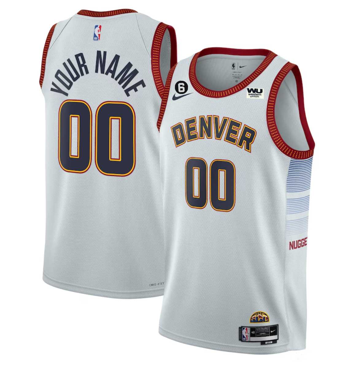 Men & Youth Customized Denver Nuggets Active Player White 2022-23 Icon Edition With NO.6 Patch Stitched Jersey